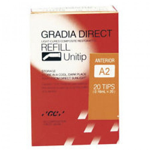 GC 003334 Gradia Direct Hybrid Resin Composite Restorative Unitips A2 20/Pk GC 003334 Gradia Direct Hybrid Resin Composite Restorative Unitips A2 20/Pk